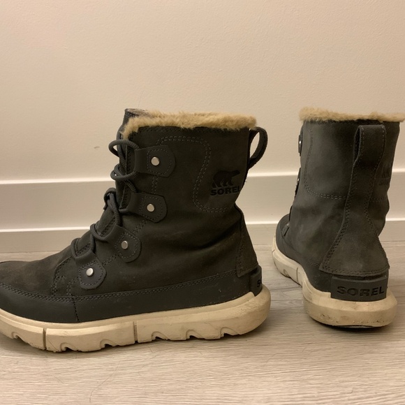 Sorel Explorer II Joan Faux Fur Boots Women's Size 8 Green/Gray Waterproof - Picture 6 of 8